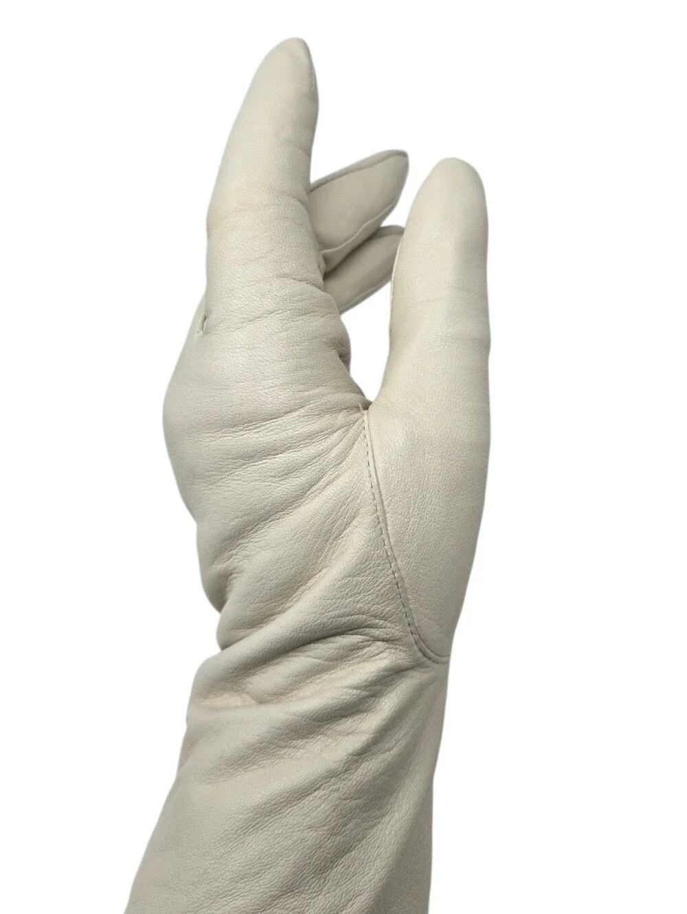 Soft Leather Gloves With Cashmere Lining Women's 7 1/2 Small Ivory